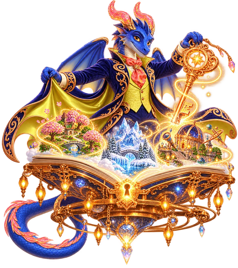 Kairos opens the game collection in his floating workshop.